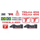 Adesivos Troller T4 2015/2019 4x4 Trilha Emblemas Vermelho