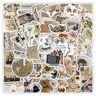 Adesivos vintage Aesthetic Doodle, 50 peças de mingau floral retrô