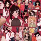 Adesivos vintage de estilo japonês Kawaii Cat and Girl x50 Adesivos vintage de estilo japonês Kawaii Cat and Girl x50