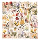 Adesivos vintage Flower, 50 peças, estética botânica retrô