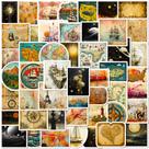 Adesivos vintage World Map 50 peças à prova d'água para álbum de recortes