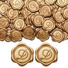 Adesivos Wax Seal Yoption Initial Alphabet D, pacote com 100 unidades douradas
