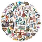Adesivos World Famous Landmarks, 50 peças, decalques impermeáveis