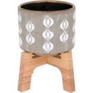 Adin Cachepô 19X17X17Cm Cerâmica Cinza Com Suporte Adin Cachepô 19X17X17Cm Cerâmica Cinza Com Suporte