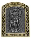 Adorno Católico Fé Quadro São Miguel Arcanjo De Mesa Prata Velha ou ouro velho 6cm proteção espiritual decoração casa ou escritório