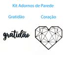 Adorno Coração E Gratidão Para Parede - Quadro Decorativo - Cor Preto