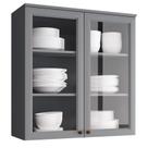 Aéreo 02 Portas c/ Vidro 80 cm Americana Cinza