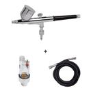AEROGRAFO DUPLA AÇÃO COPO FIXO BICO 0,3 MM MOD W030F + Mini Filtro Universal + Mangueira para aerografo 1.80Mts