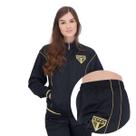 Agasalho Conjunto Feminino Jaqueta Calça São Paulo Trilobal Classic Preto Dourado -