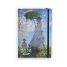 Agenda 2026 claude monet semanal mesa mulher com sombrinha