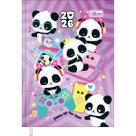 Agenda Costurada Mini 7,8 x 10,8 cm Lovely Friend 2026 - Pandas - Fundo Roxo Vídeogame