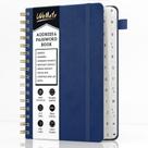 Agenda Telefónica WEMATE en Espiral con Separadores Alfabéticos de Cuero Azul