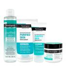 Agua Micelar + Sabonete Purified Skin 60g + Esfoliante + Hidratante Face Care 3 em 1 Gel Neutrogena