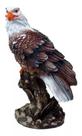 Águia Espanta Pombo No Tronco Ave Rapina Americana Em Resina Decorativo