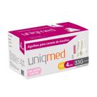 Agulha Curta/Extra Fina Uniqmed Para Caneta de Insulina 33G 4mm Caixa com 100 Agulhas