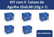 Agulha Descartavel 25 X 0,60mm (23G X 1) KIT C/ 5 Caixas c/100 un - Medix