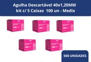 Agulha Descartável 40x1,20MM (18Gx1 1/2) - kit c/ 5 Caixas 100 un - Medix