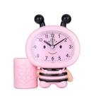 Alarm Clock Bee Pen Holder Desktop Plástico Rosa