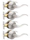 Alavanca de porta Mengico Satin Nickel Privacy, pacote com 4