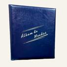 Álbum azul acolchoado em pinos para 200 moedas