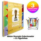 Álbum Copa do Mundo FIFA 2026 Capa Dura Dourado Versão de Colecionador Panini Original com 21 Figurinhas Lacradas