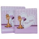 Álbum de fotos com estojo para bebê 15x21/20x25 - girafa rosa menina