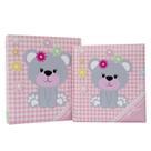 Álbum de fotos com estojo para bebê 15x21/20x25 - rosa menina ursinho