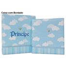 Álbum fotográficfo com estojo 15x21 - bordado bebê principe menino nuvem