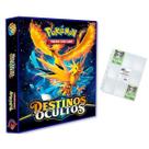 Álbum Pasta Fichário Pokemon com 10 Folhas YES 9 Bolsos Destinos Ocultos Zaptos Lendas do Céu Capa Dura