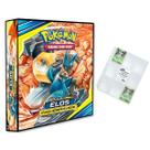 Álbum Pasta Fichário Pokemon com 10 Folhas YES 9 Bolsos Elos Inquebráveis Capa Dura Reforçado Cards
