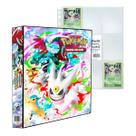 Álbum Pasta Fichário Pokemon Mega Brilho com 10 Folhas Plásticas TCG Coleção Capa Dura Reforçado