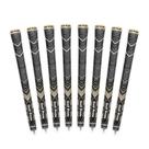 Alças de golfe híbridas Golf Pride MCC Plus4 pretas e douradas, pacote com 8