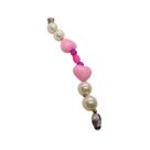Alças em pérolas com corações e miçangas cor:brancas com rosa e lilás Alças em pérolas com corações e miçangas cor:brancas com rosa e lilás