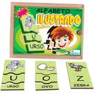 Alfabeto Ilustrado Cartilhas Brinquedo Educativo Alfabetização na Caixa em Madeira