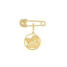 Alfinete Batismo Medalha Anjo da Guarda Folheado a Ouro 18k