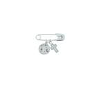 Alfinete Broche Liso Cruz Cravejada E Batismo Em Prata 925