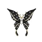Alfinete de broche, elegante borboleta preta, cristal, strass
