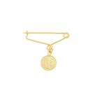 Alfinete para Roupa Broche Oração São Bento Banho Ouro