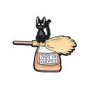 Alfinetes de broche Cartoon Black Cat Broom Ride Design Alloy