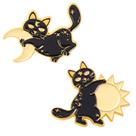 Alfinetes de broche Celestial Cat Moon Sun Design Alloy Black