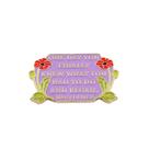 Alfinetes de broche, citação inspiradora, flores vermelhas, liga roxa