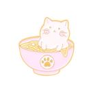 Alfinetes de broche Cute Cat Ramen Bowl Cartoon Noodle Design