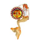 Alfinetes de broche de sereia vintage com design colorido de rosto solar