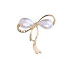 Alfinetes de broche: elegante laço com detalhes em pérolas, liga dourada Alfinetes de broche: elegante laço com detalhes em pérolas, liga dourada