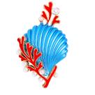 Alfinetes de broche Ocean Shell com detalhes em coral e pérola
