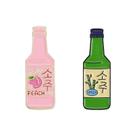 Alfinetes de broche para garrafa de soju coreana esmaltada, pêssego e bambu