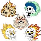 Alfinetes de broche Punk Skull Flame Design Alloy 3x3cm 32g