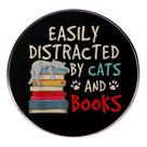 Alfinetes de broche redondos, esmaltados, facilmente distraídos por gatos e livros