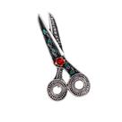 Alfinetes de broche, tesoura vintage com strass e flor vermelha