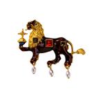 Alfinetes de broche vintage Griffin Lion Alloy com pedras preciosas e pérolas